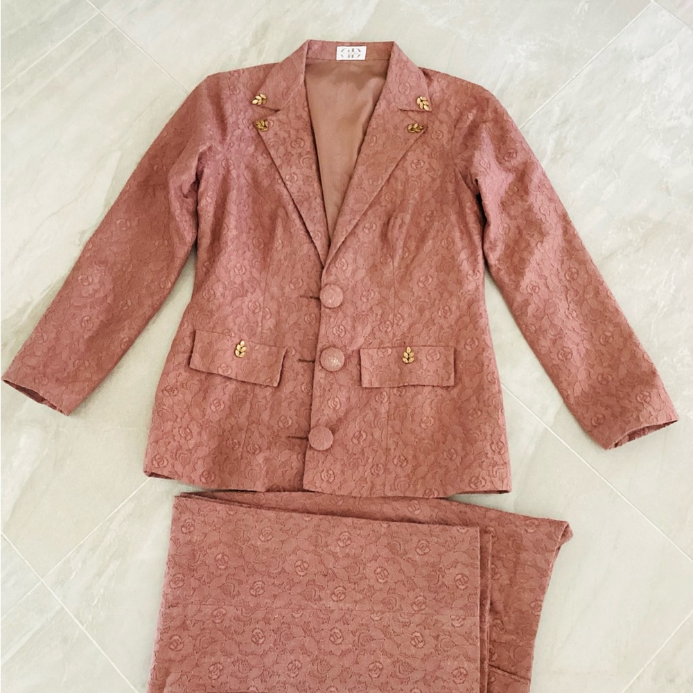 Elegant Brown Blazer and Pants Set